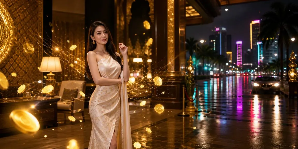 สาวไทยในผ้าไหมโคราชกับธีมโบนัสเงินคืนสำหรับขาไพ่ป๊อกเด้ง